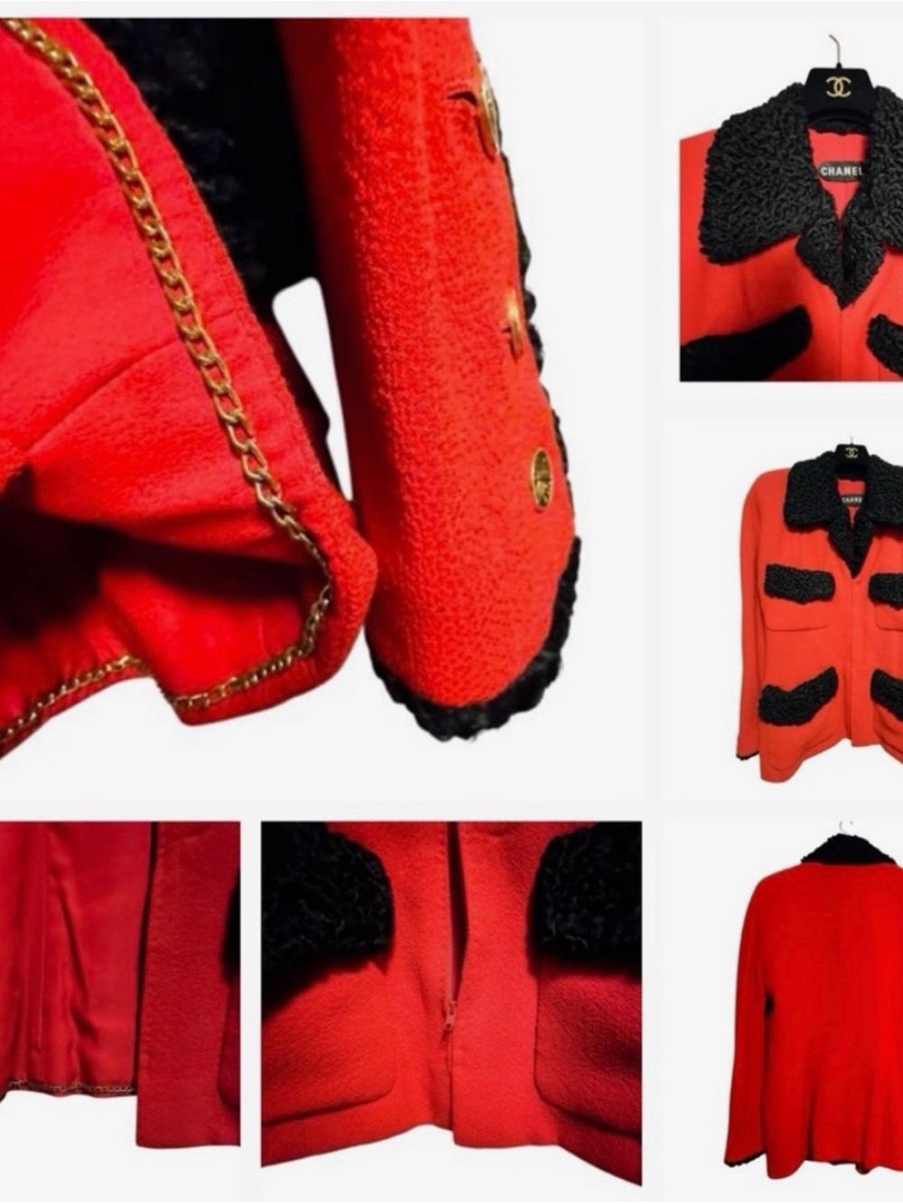 CHANEL 2 HAUTE COUTURE Piece Red & Black Dress with Jacket Suit Ensemble FW 1986 - Picture 11 of 16